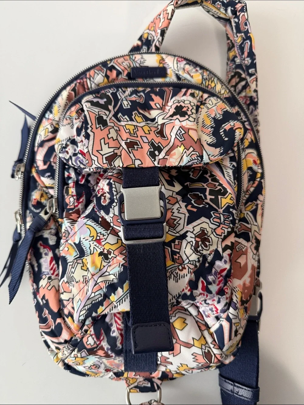 Very Bradly Quilted Mini Backpack - Navy, Pink & Cream